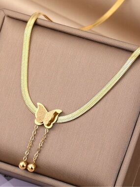 Gold Butterfly Pendant Necklace - Elegant Women’s Jewelry